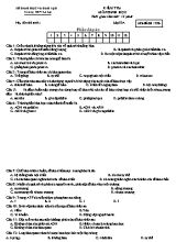 Đề kiểm tra 15 phút môn Sinh học Lớp 10 (Ban nâng cao) - Mã đề 483 - Trường THPT Lê Lợi